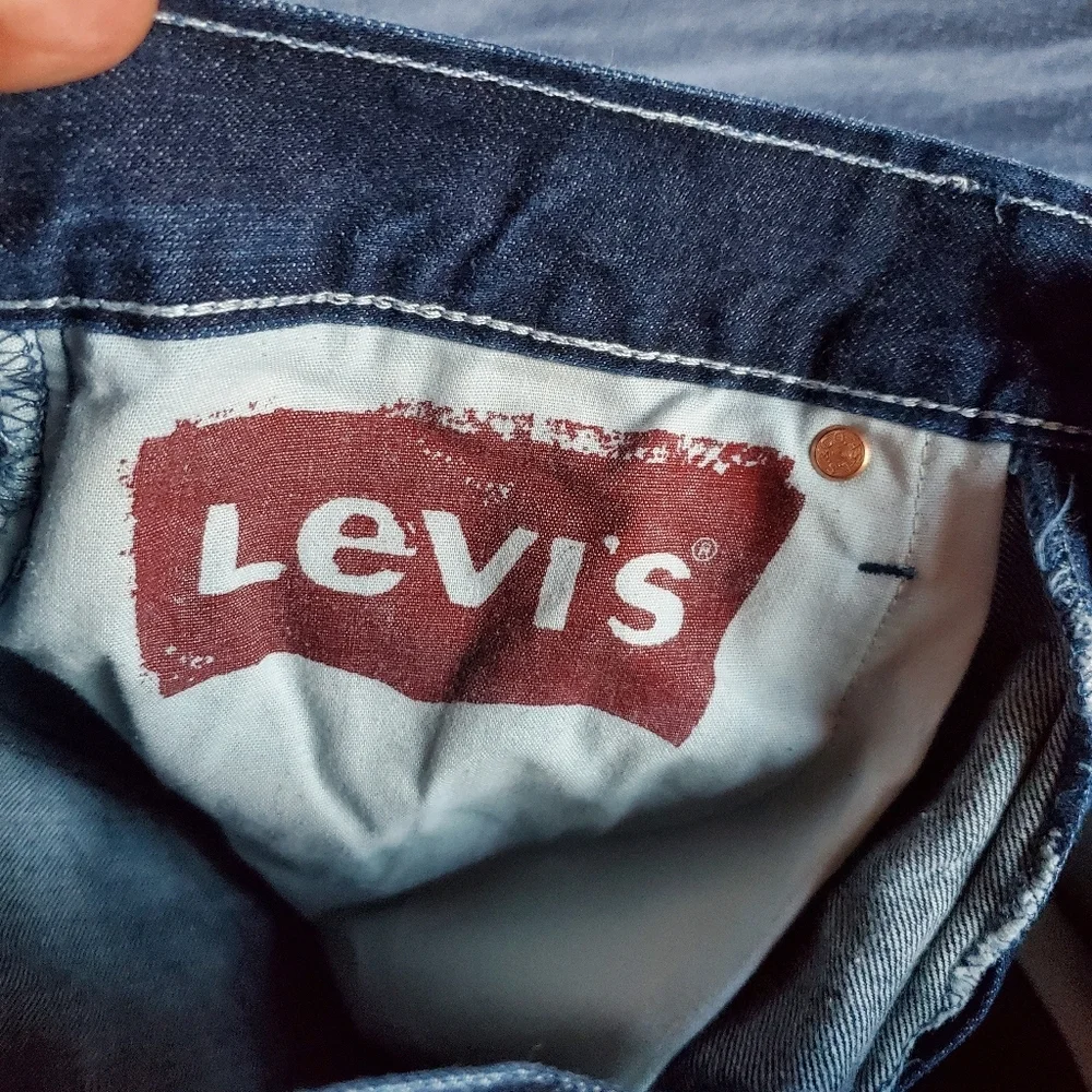 Levi's 514 Straight Motion Denim Blue Jeans Size 31x32 Black Leather Label
